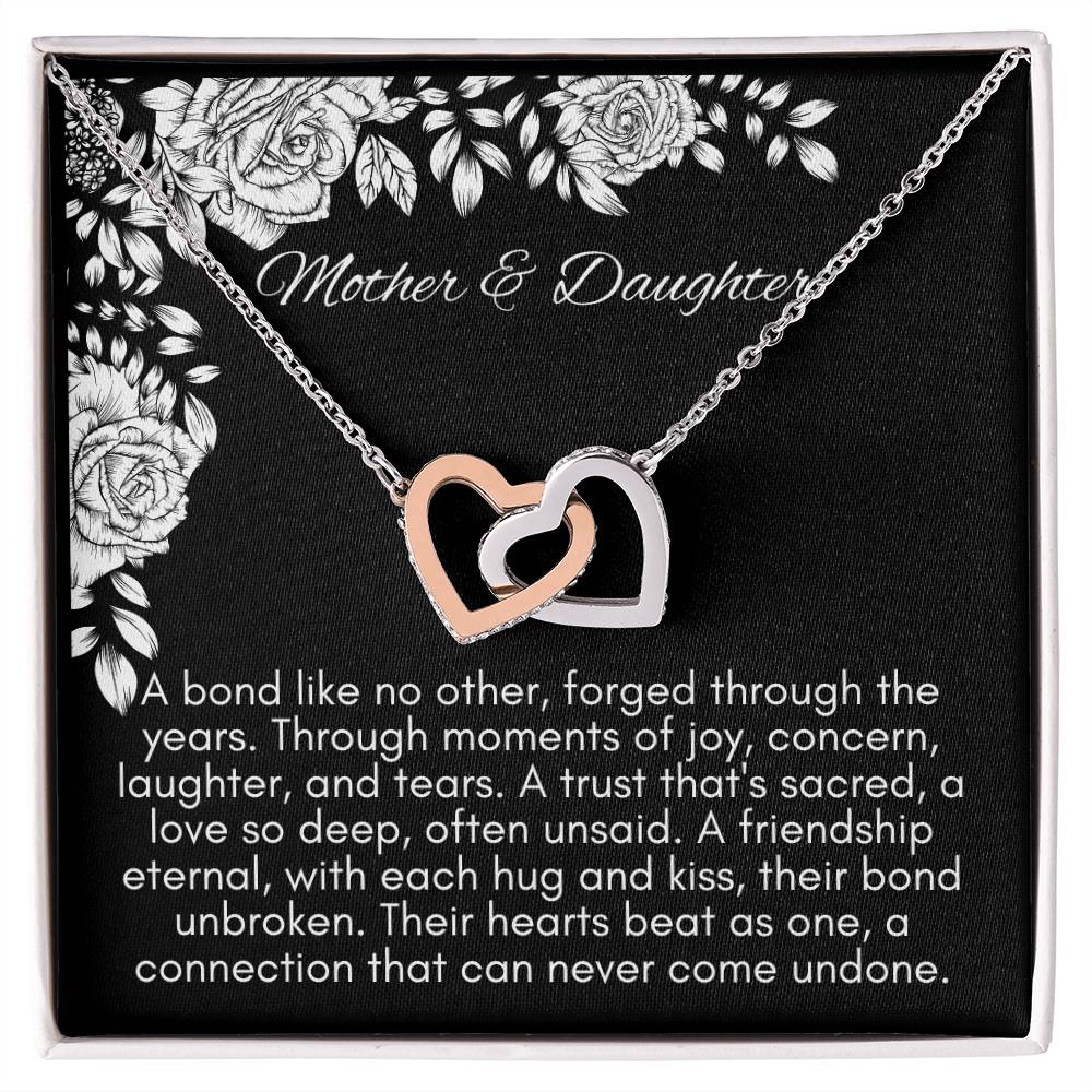 Mother & Daughter - Their Hearts Beat as One - Interlocking Hearts Necklace